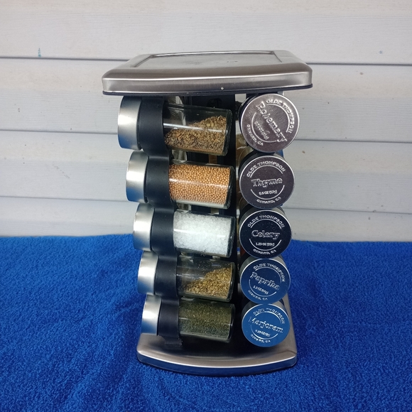Olde Thompson Rotating Carrousel Spice Rack 20 Glass Jars. - Picture 4 of 11